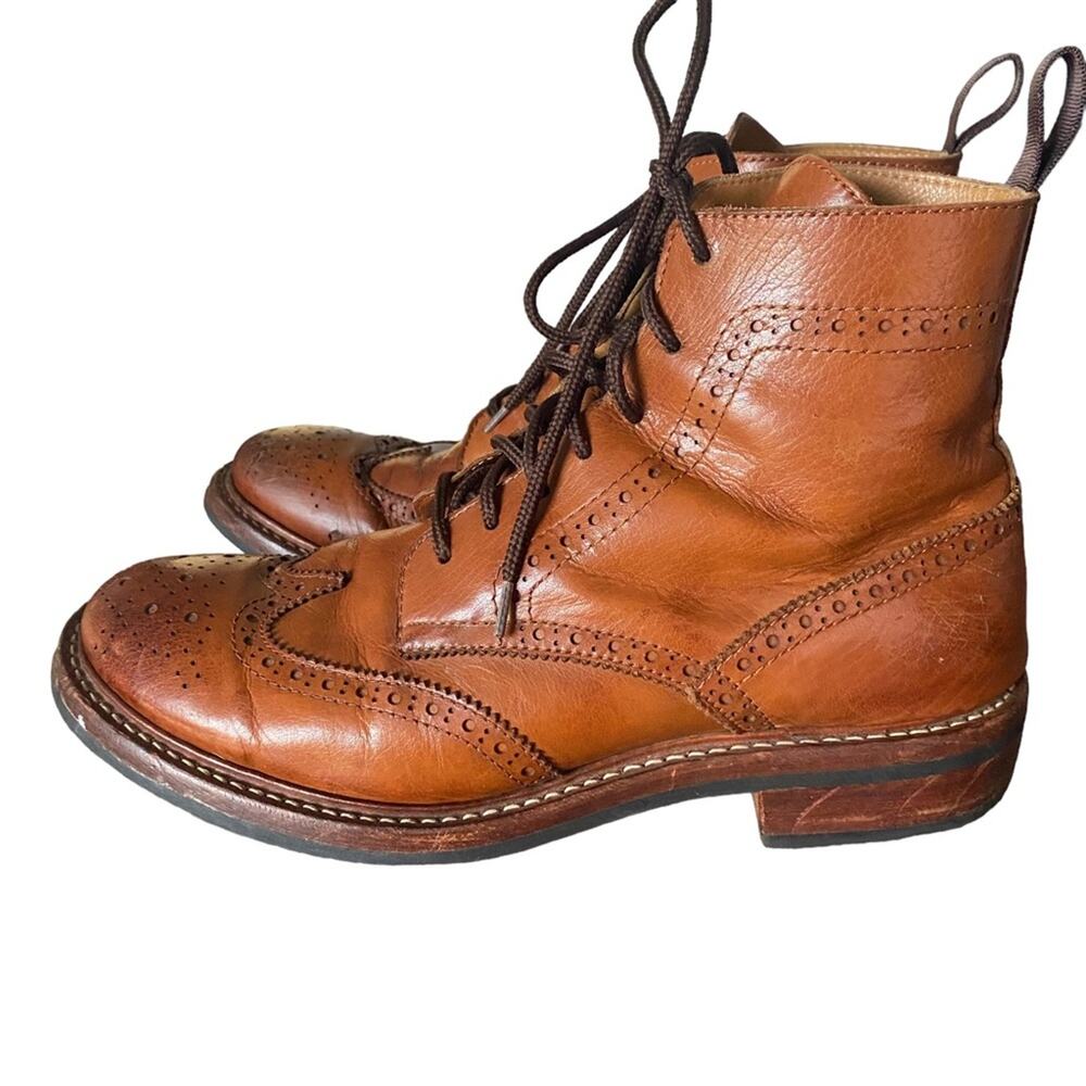 Strivers Row by Hoax Cognac Brown Wingtip leather lace up Boots size 44